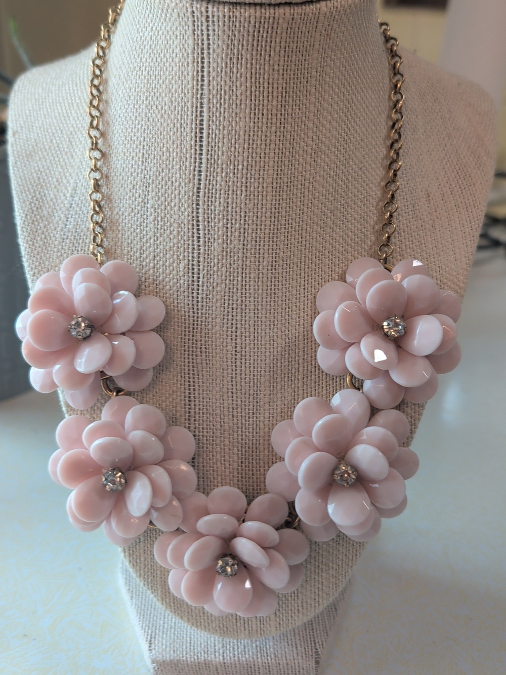 J. Crew Pale Pink Floral Statement Necklace